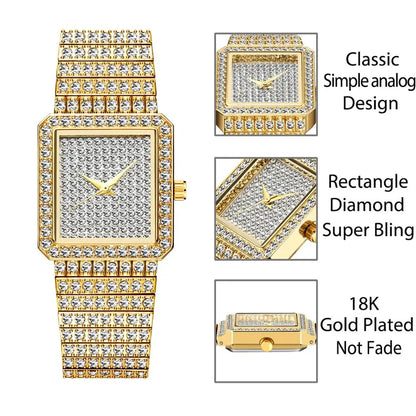 Diamond Watch for Women Luxury Brand Ladies Gold Square Watch