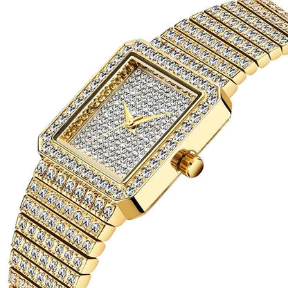 Diamond Watch for Women Luxury Brand Ladies Gold Square Watch