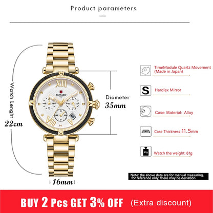 Luxury Fashion Women Watches Waterproof Casual Quartz Ladys Watch