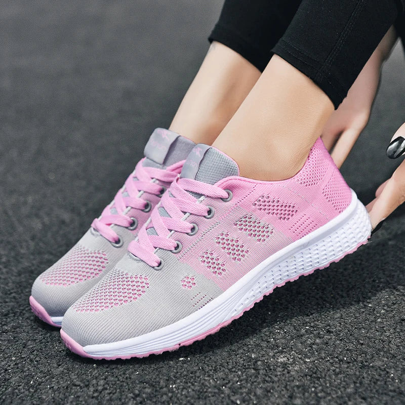 New Women Casual Shoes Fashion Breathable Walking Mesh Flat Shoes