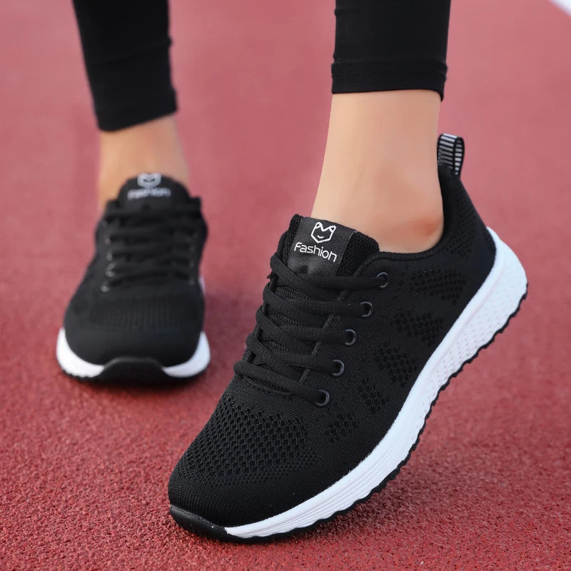 New Women Casual Shoes Fashion Breathable Walking Mesh Flat Shoes