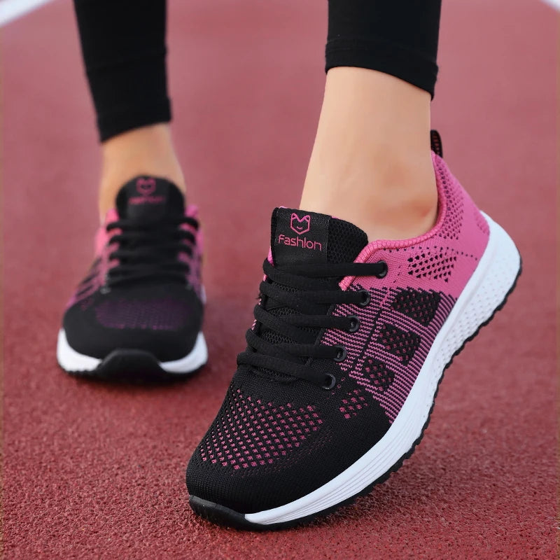 New Women Casual Shoes Fashion Breathable Walking Mesh Flat Shoes