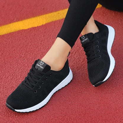 New Women Casual Shoes Fashion Breathable Walking Mesh Flat Shoes