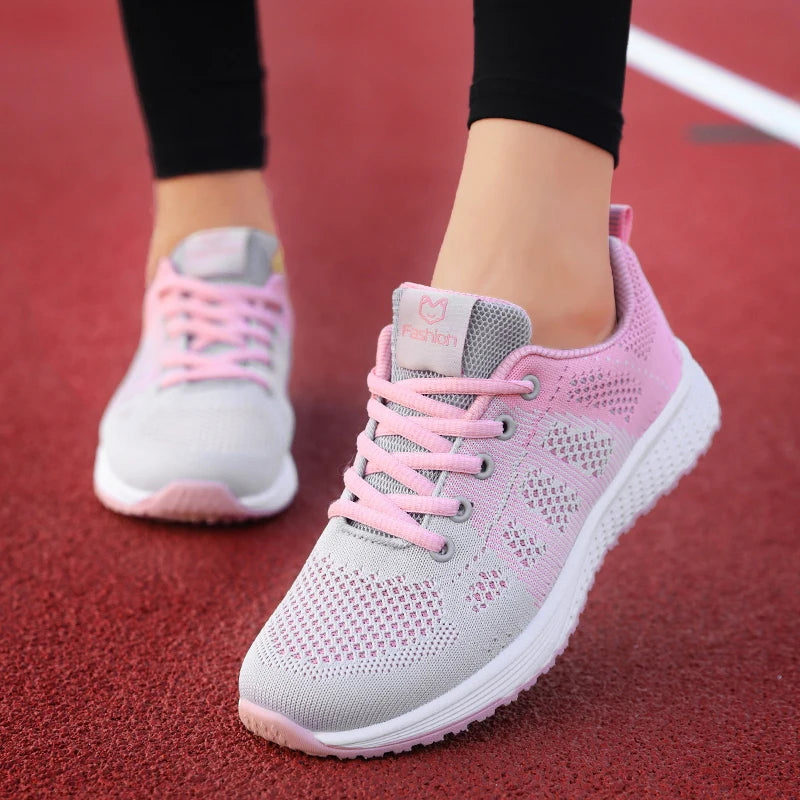 New Women Casual Shoes Fashion Breathable Walking Mesh Flat Shoes