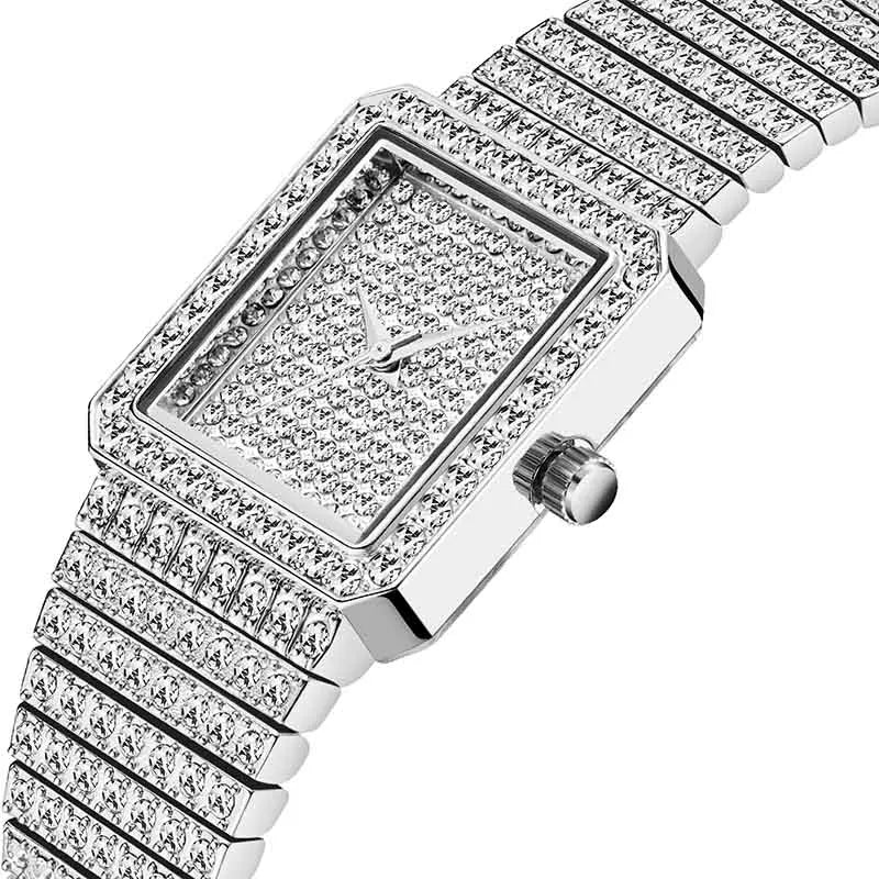 Diamond Watch for Women Luxury Brand Ladies Gold Square Watch