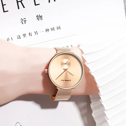 Fashion Women Watch Luxury Casual Simple Ladies Daily Dress Mesh Wristwatch