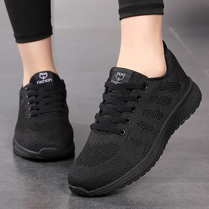 New Women Casual Shoes Fashion Breathable Walking Mesh Flat Shoes